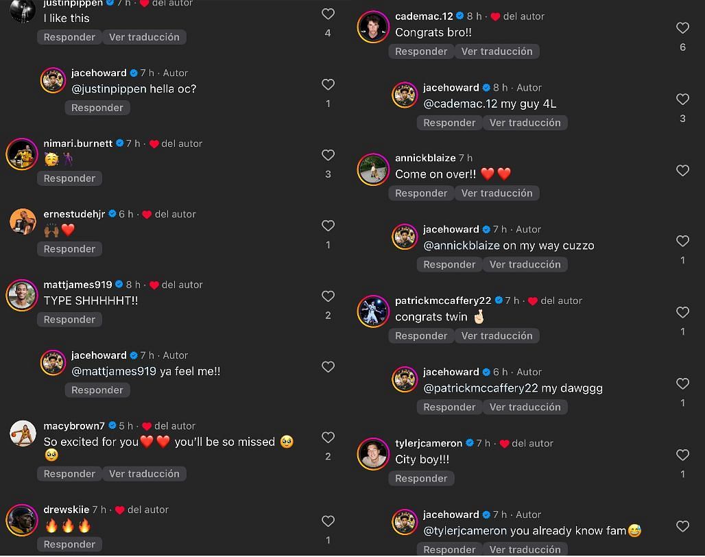 Reactions to Jace Howard transferring to Fordham. - Source: Instagram/@jacehoward